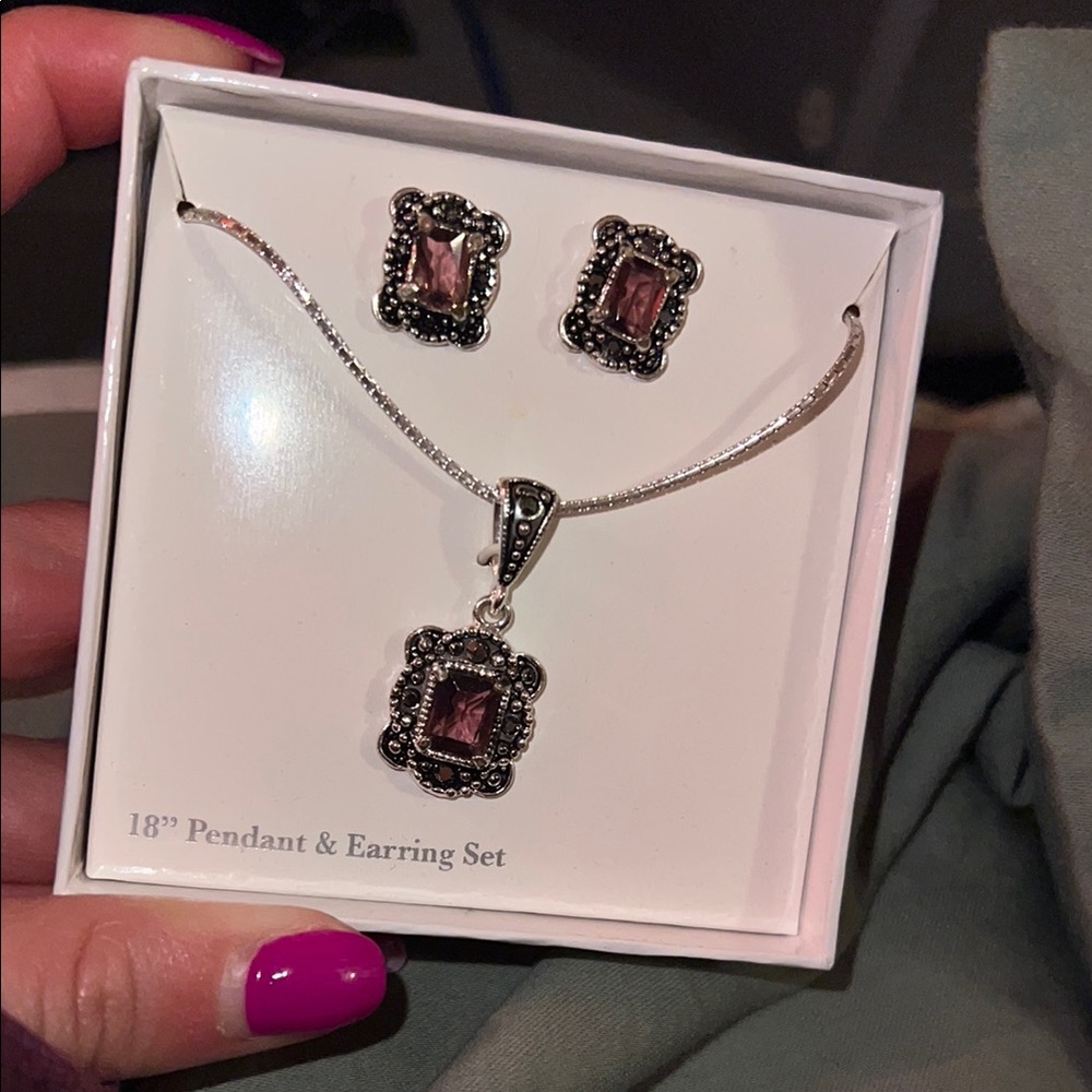 Elegant Silver and Purple Jewelry Set
